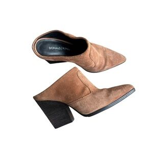 Donald J. Pliner - Suede Pointed Toe Mule Booties Brown Block Heel Sz 7